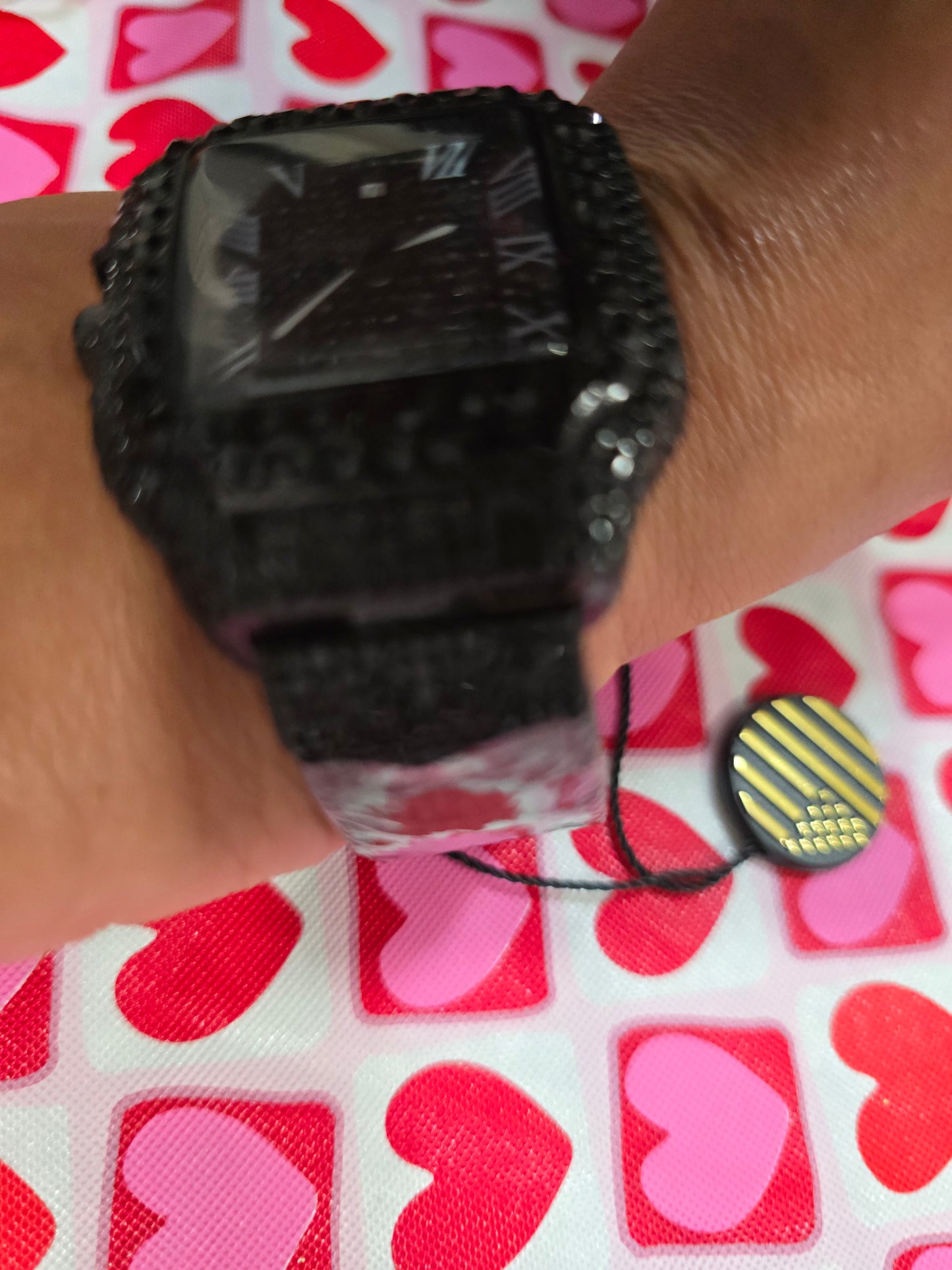 Black Iced Out 43m Vvs Timepeice Stainless Steel, Water-resistant Roman Numeral