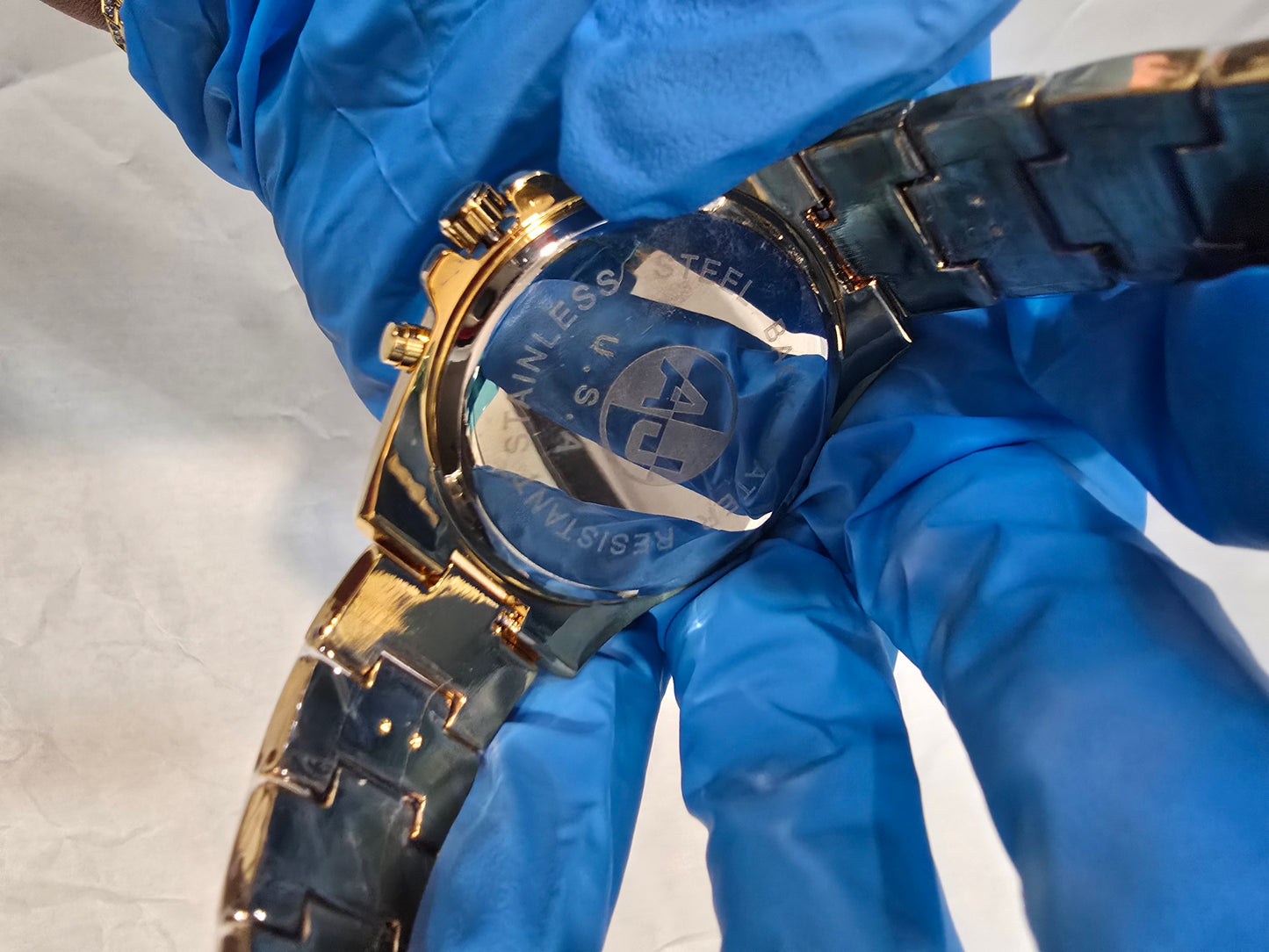 Iced-Out Gold-Tone Chronograph Style Watch - VVS CZ, 42mm Case