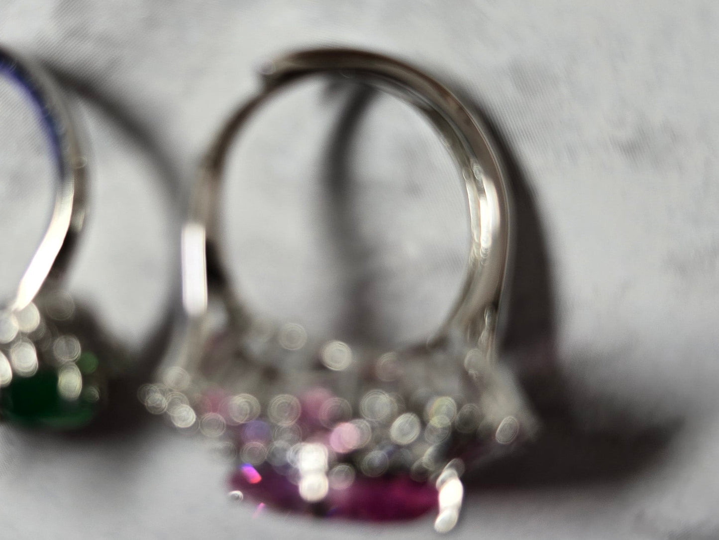 18k over mix metal Pink Halo  adjustable ring. Jumbo Carats