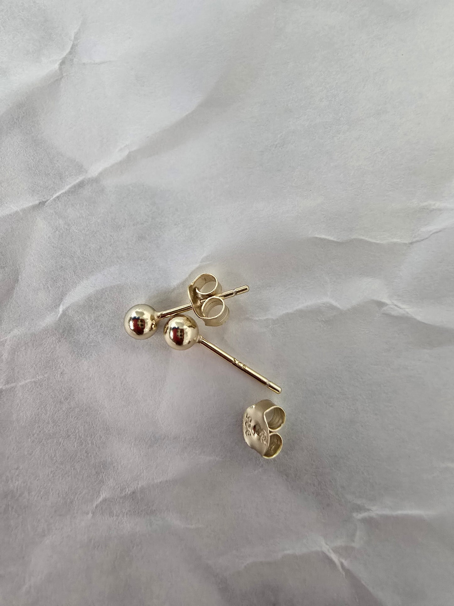 Gold 925 Sterling Silver 1mm Ball Stud Earrings