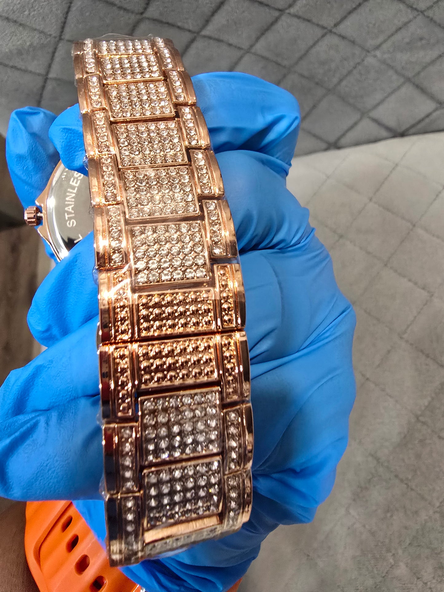Bling Luxury Iced Out 45mm Rose Gold CZ Watch | Quartz Movement. CZ Flooded. SS