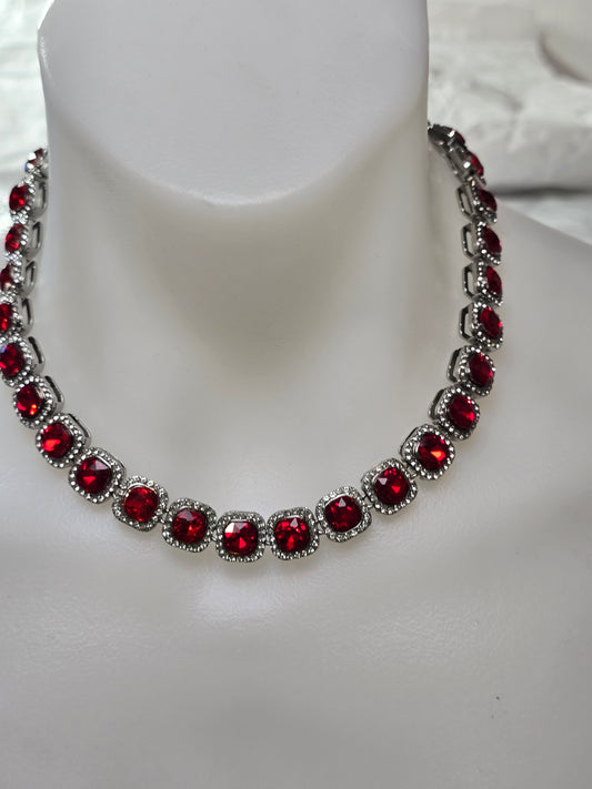 12MM Halo Cushion Cut Vibrant Tennis Necklace