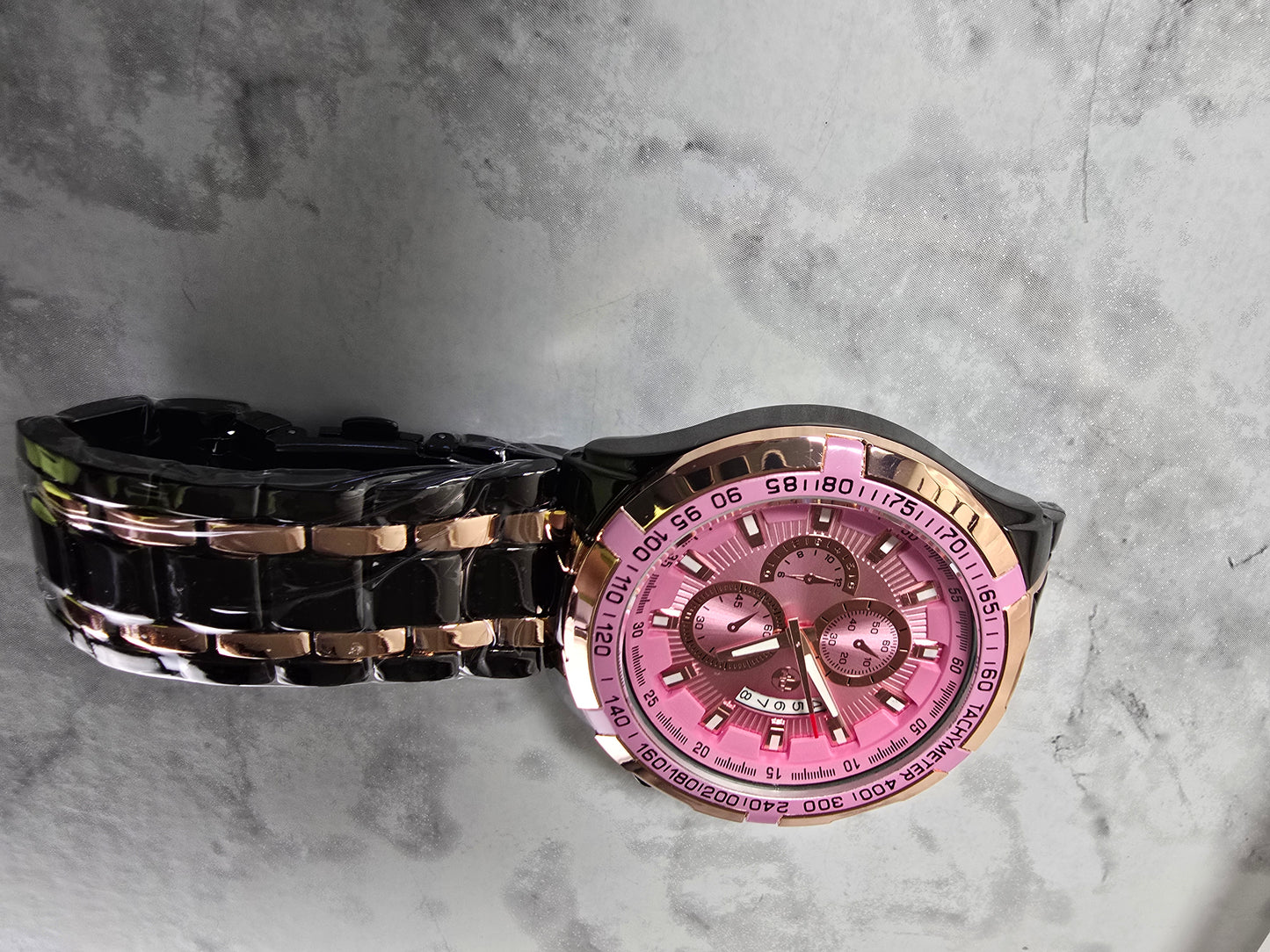 45mm Chronograph-Style Watch with Tachymeter Bezel.