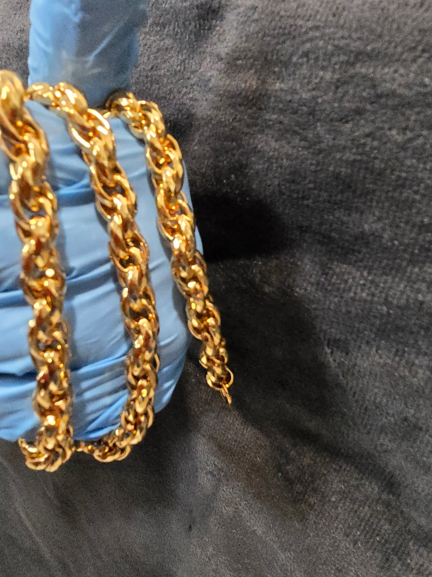 Bold 14K Gold Plated 7.5mm Rope Chain Necklace - 24 Inch Stainless Steel