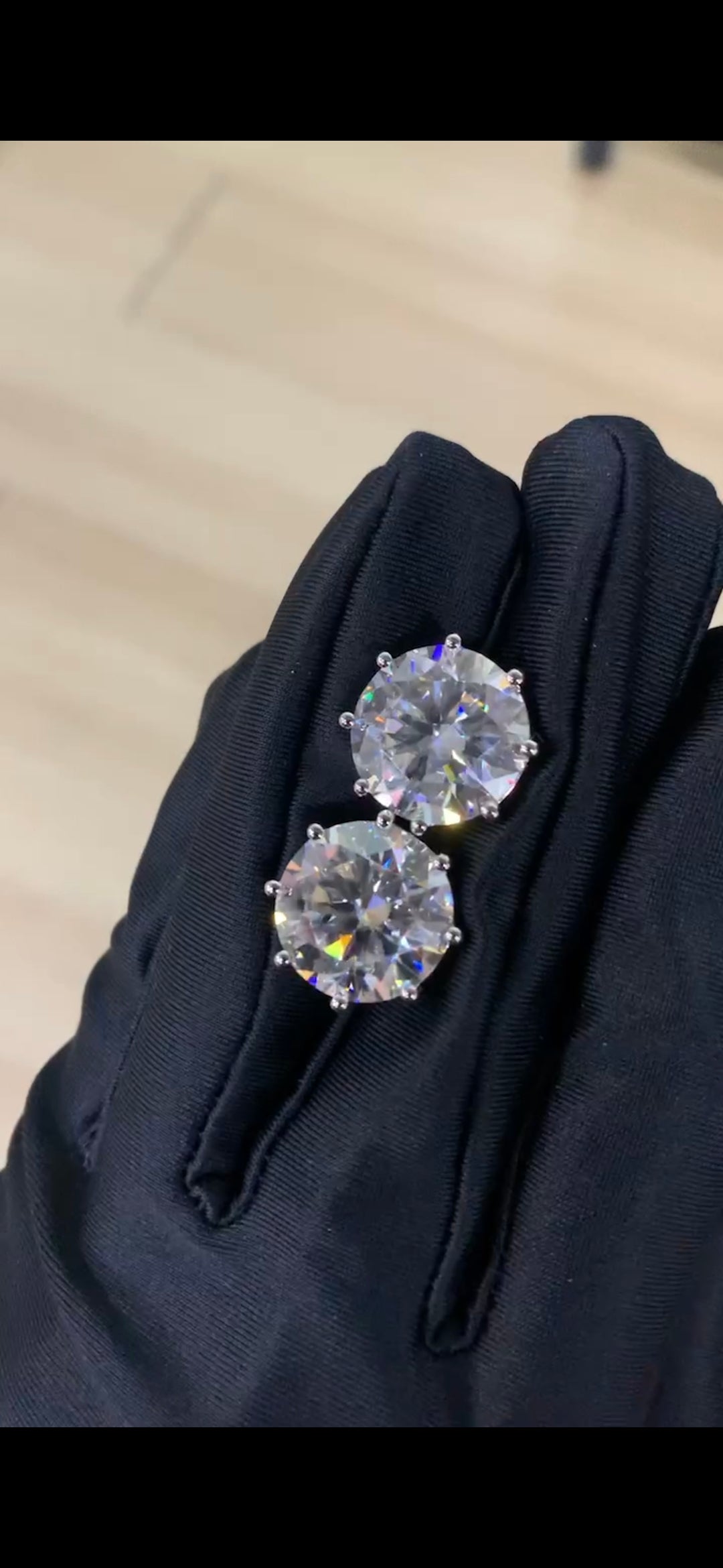 JUMBO 24ct Moissanite Stud Earrings 15mm D VVS1 925 Silver GRA Certified 8-Prong