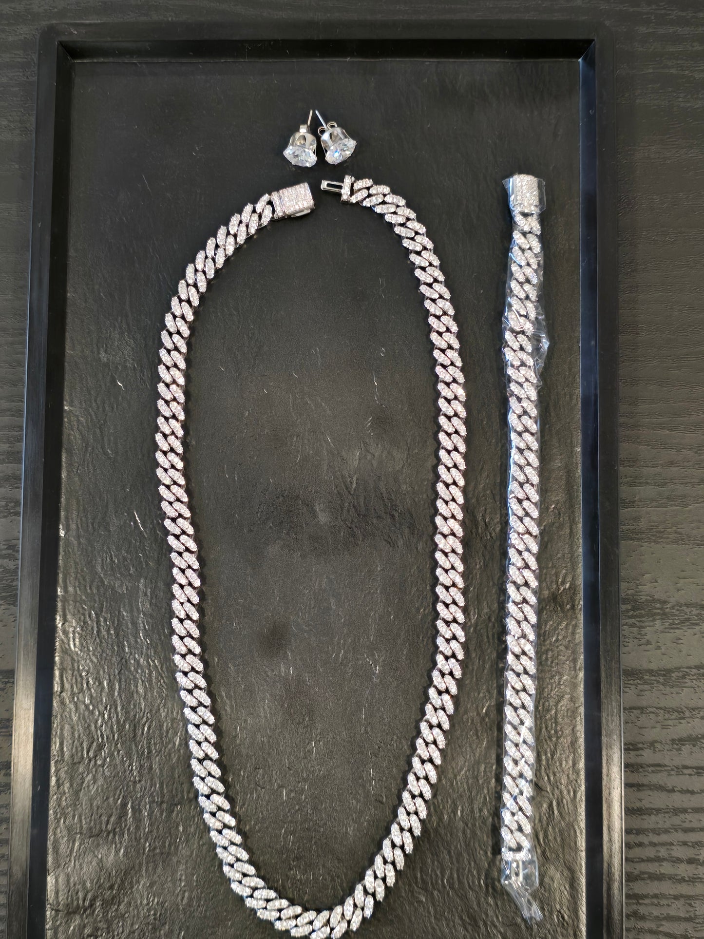 Father's Day Drip Tray Qorn Collective Signature 8mm Miami Cuban Chain, Bracelet & Stud Set