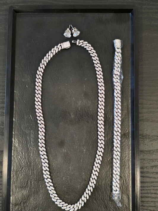 Father's Day Drip Tray Qorn Collective Signature 8mm Miami Cuban Chain, Bracelet & Stud Set