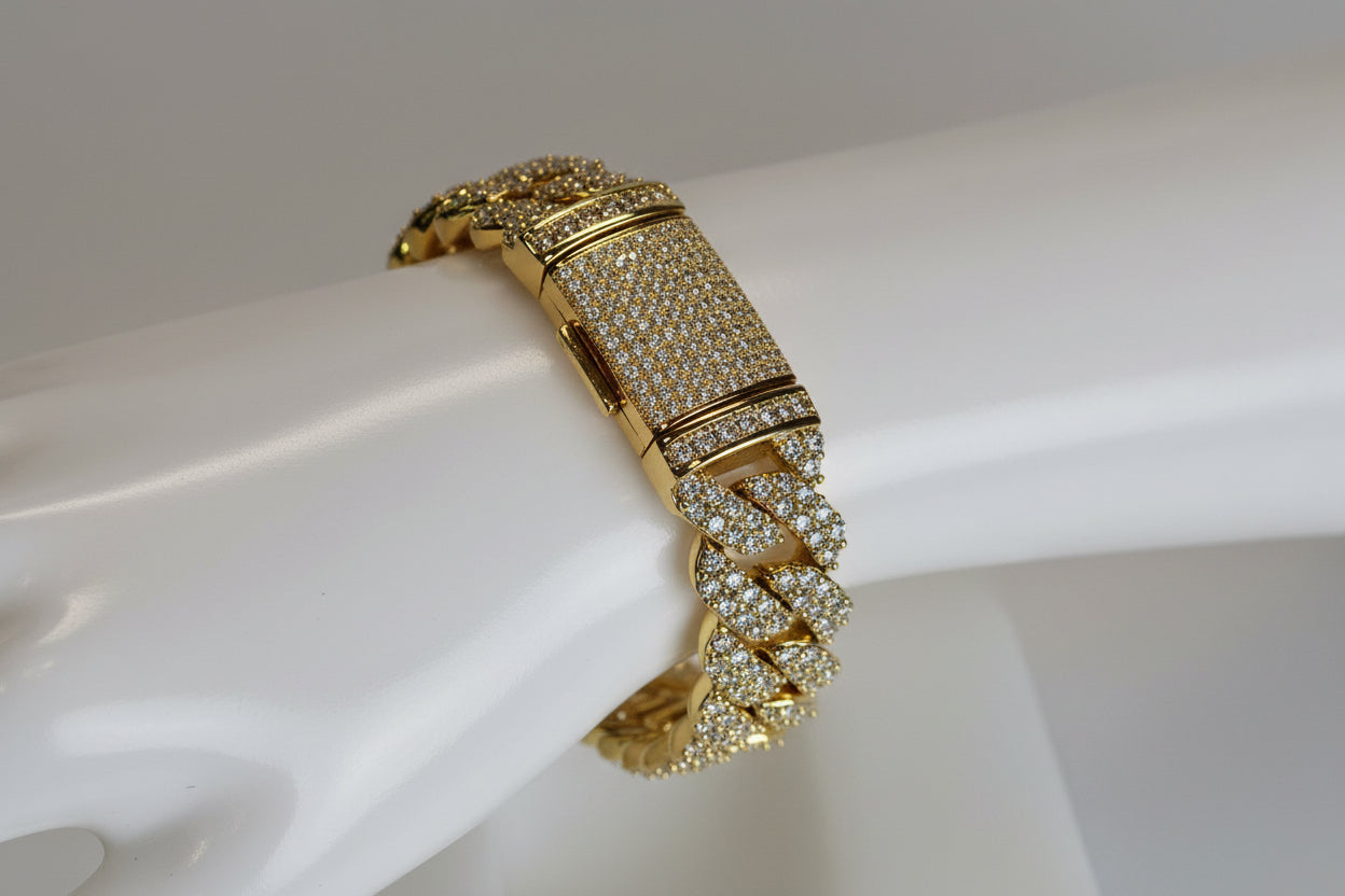 The Signature"Qorn" Heavy Hitter Cubana  Multi-Row Iced- Out links 5X PLATING