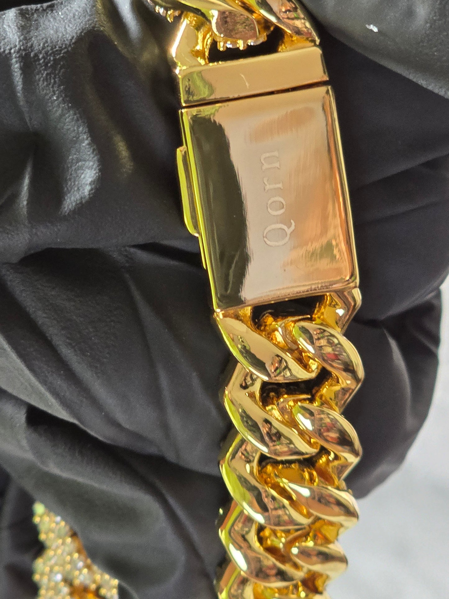 The Signature"Qorn" Heavy Hitter Cubana  Multi-Row Iced- Out links 5X PLATING
