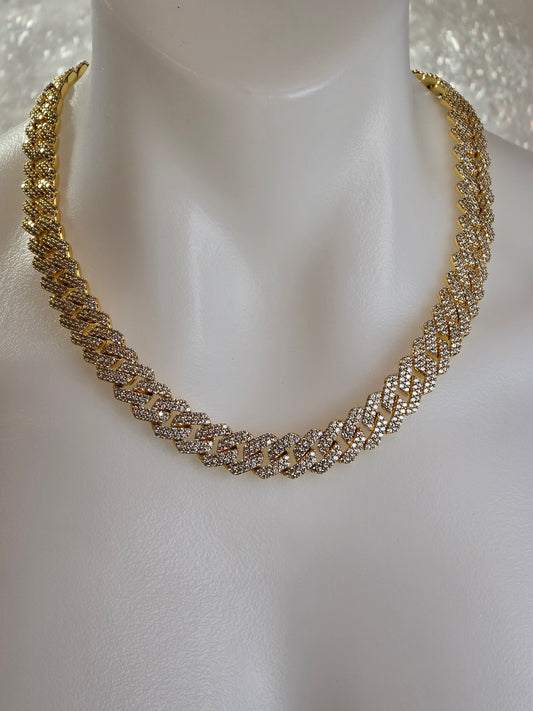 The Signature"Qorn" Heavy Hitter Cubana  Multi-Row Iced- Out links 5X PLATING