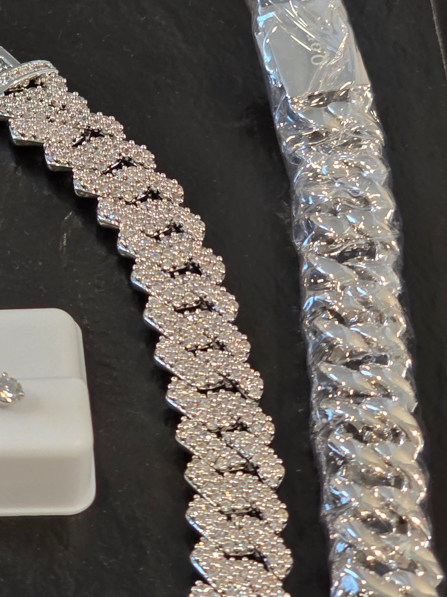 Father's Day Drip Tray Qorn Collective Signature  White Gold 14mm 2-Row Cuban Set & 1.56 CTW(7mm) Moissanite Studs