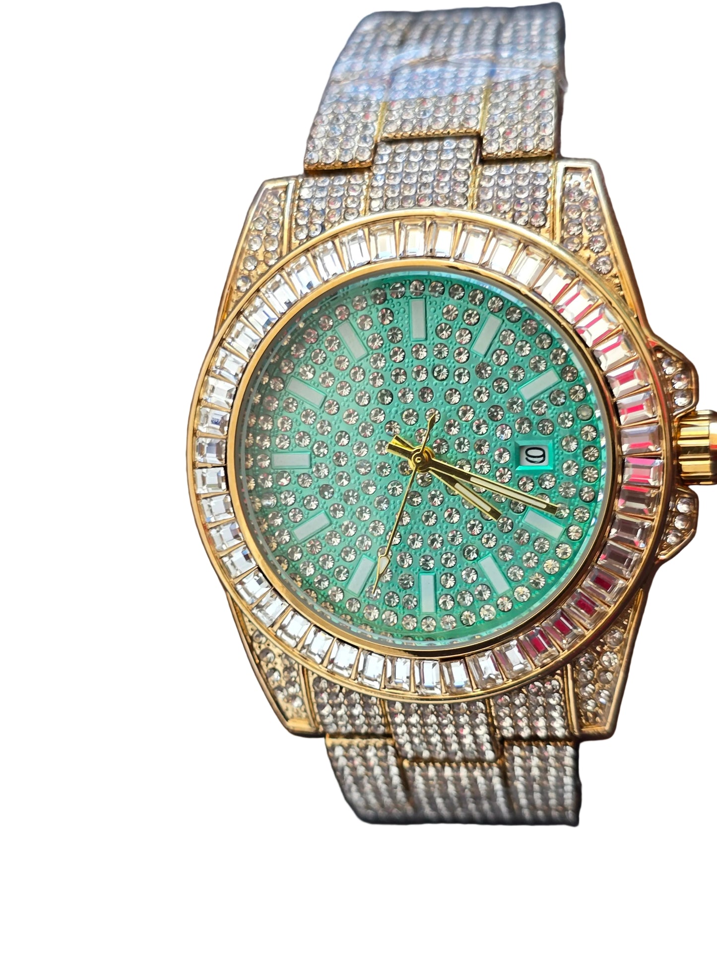 41mm Iced Out Gold Watch VVS CZ Stones Water Resistant Stainless Steel New.