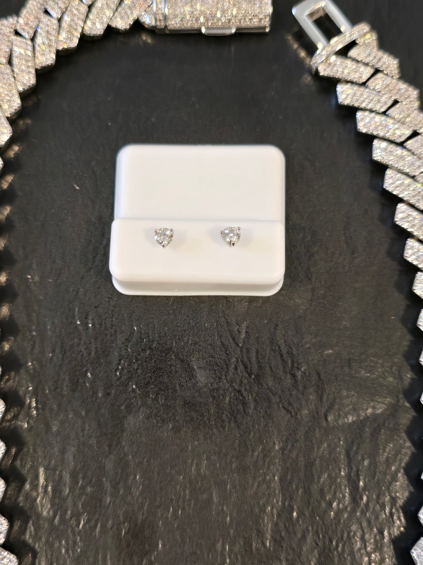 Father's day drip tray Qorn Collective Exclusive Sample: 16mm 3-Row Cubana & Moissanite Stud Set