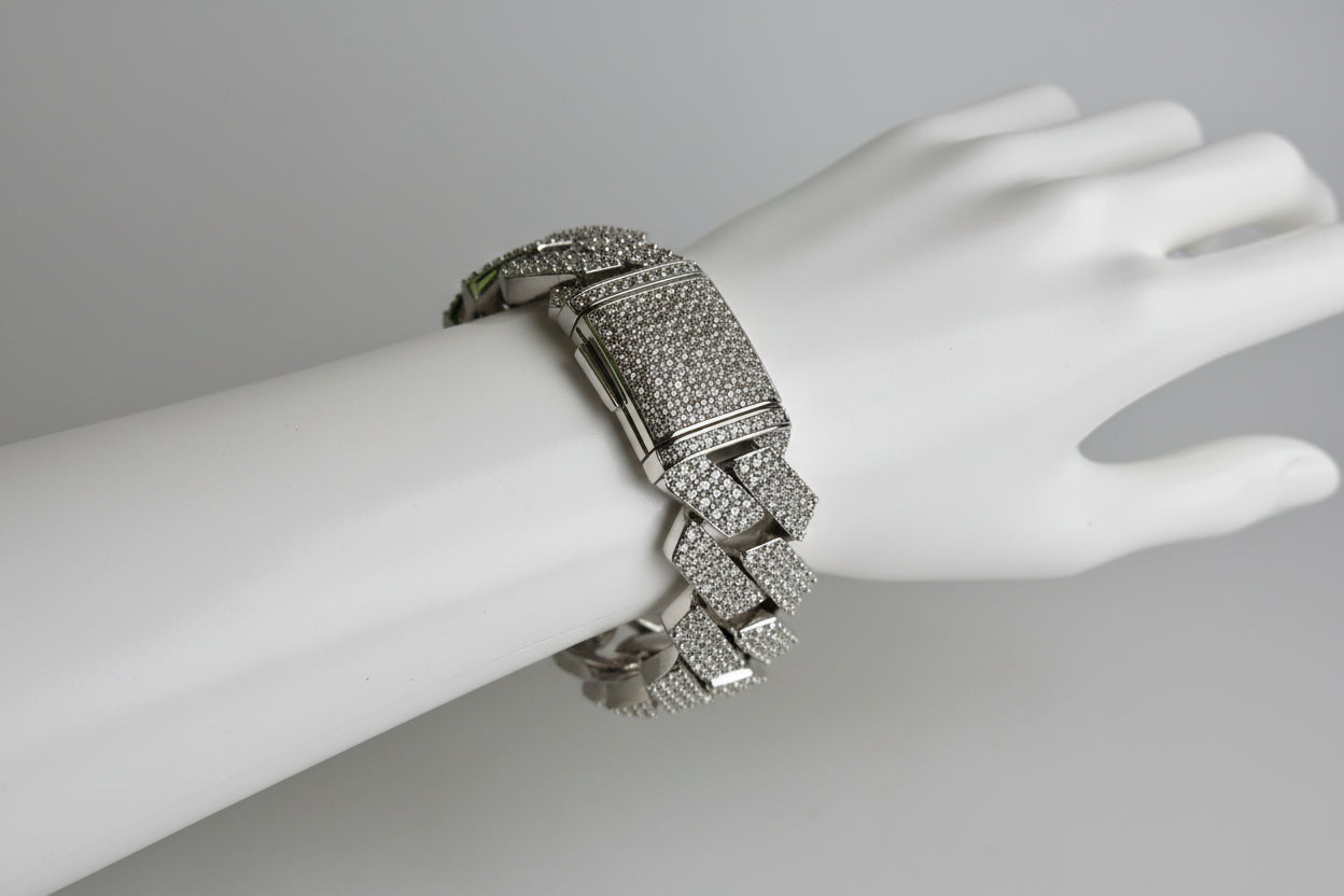 The Signature"Qorn" Heavy Hitter Cubana  Multi-Row Iced- Out links 5X PLATING