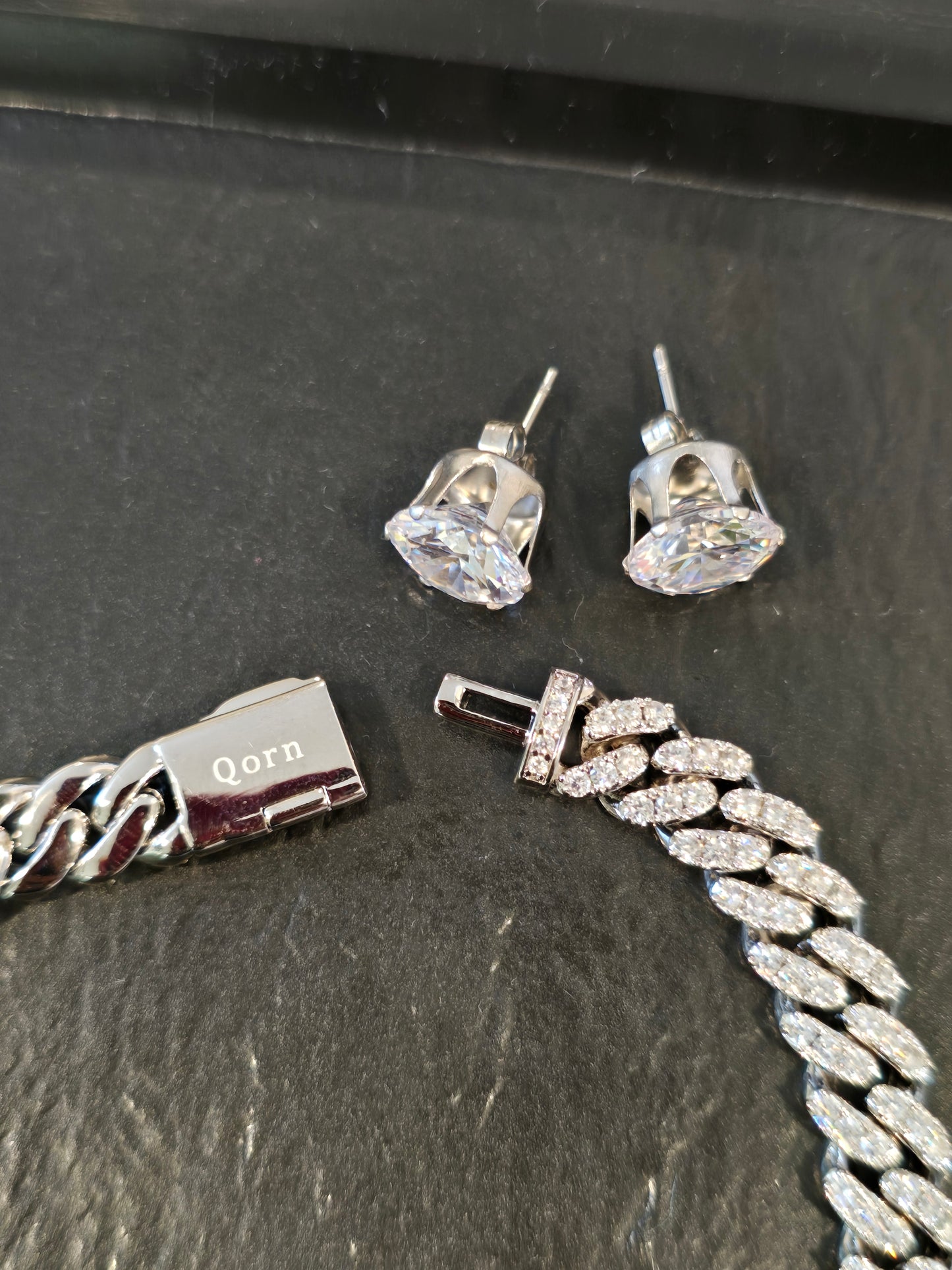 Father's Day Drip Tray Qorn Collective Signature 8mm Miami Cuban Chain, Bracelet & Stud Set