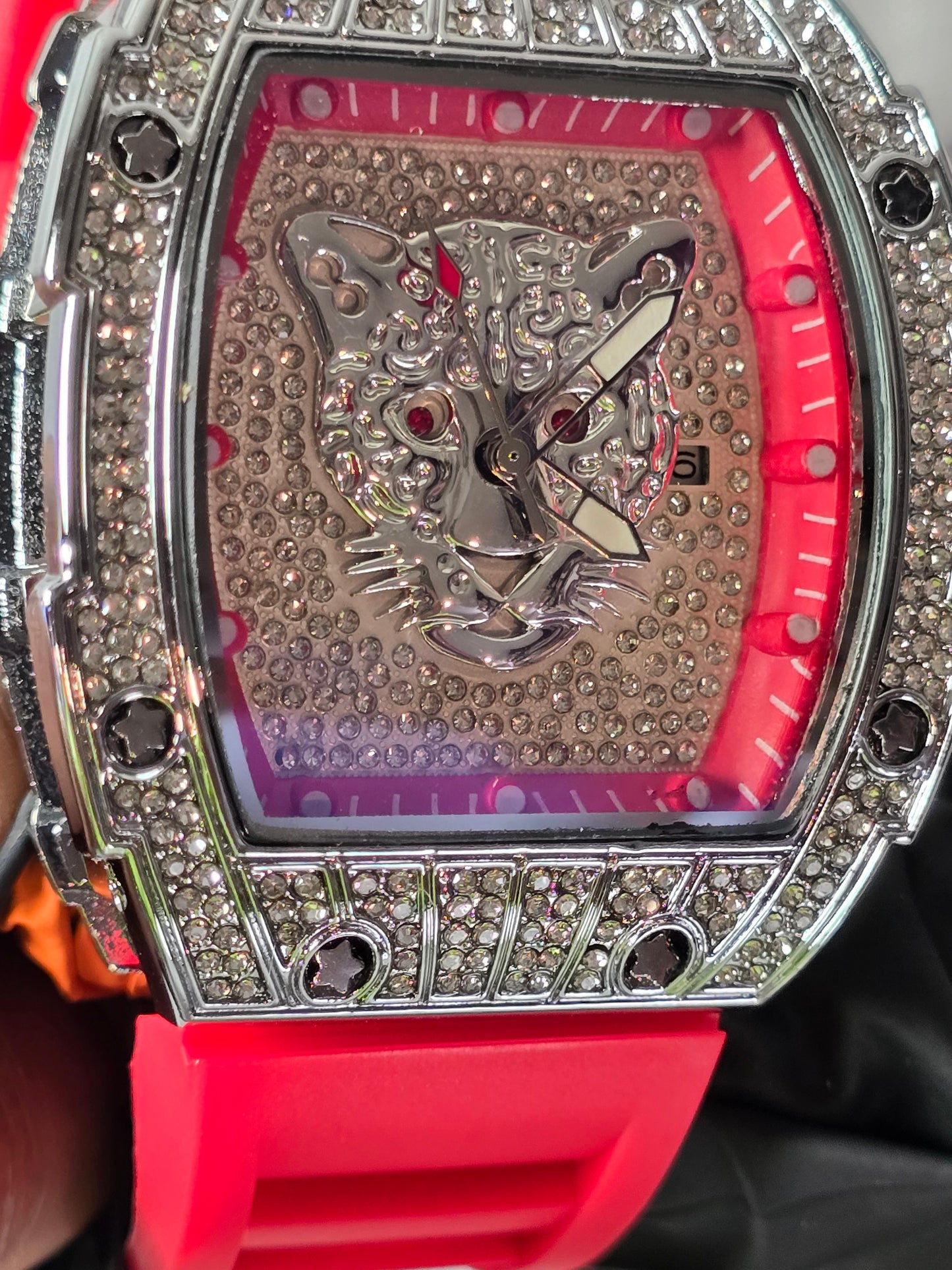 45mm Sports luxury  watch Tiger Face VVS CZ Stones