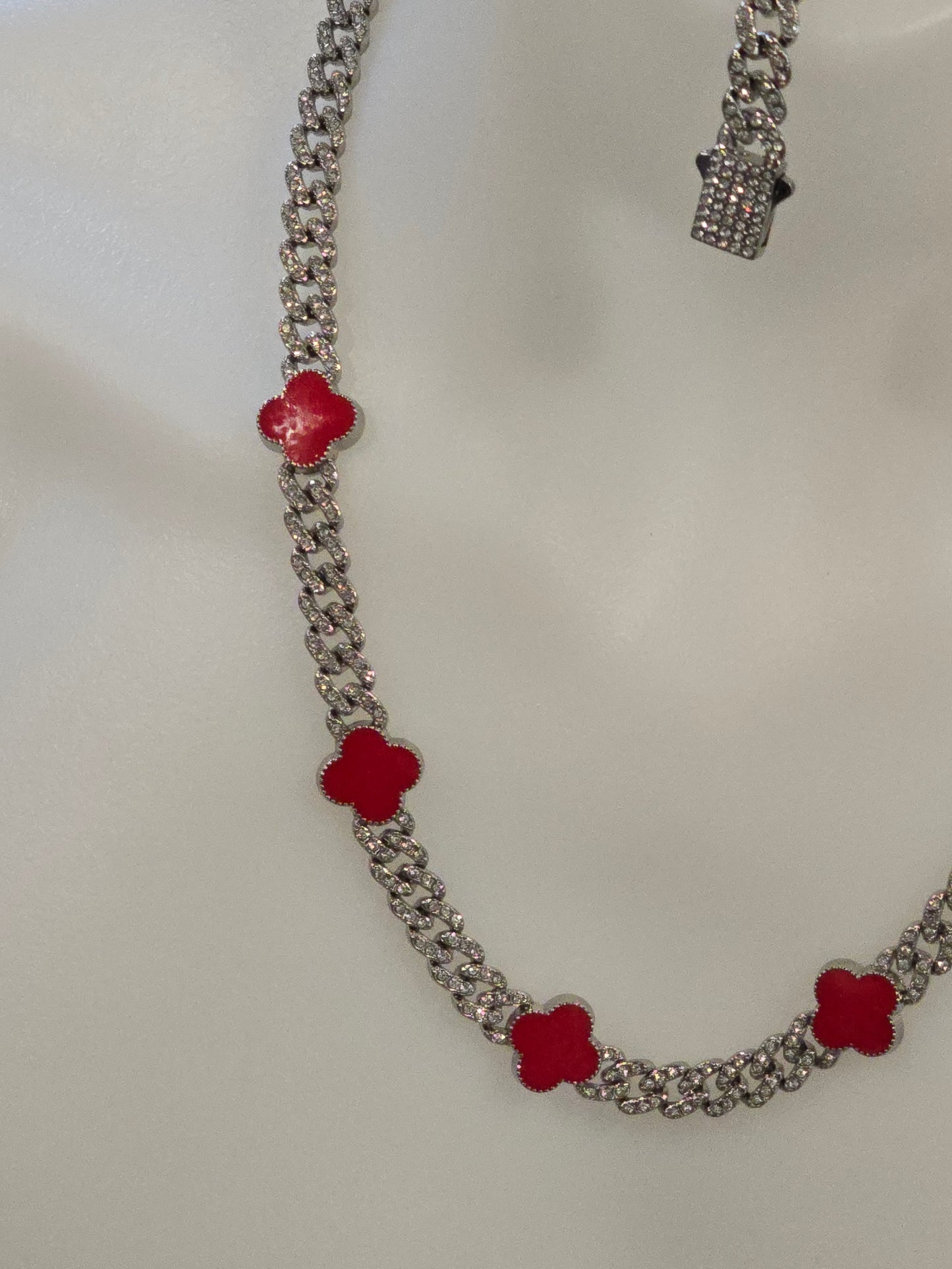 ICED OUT 24inch Red Clover Necklace