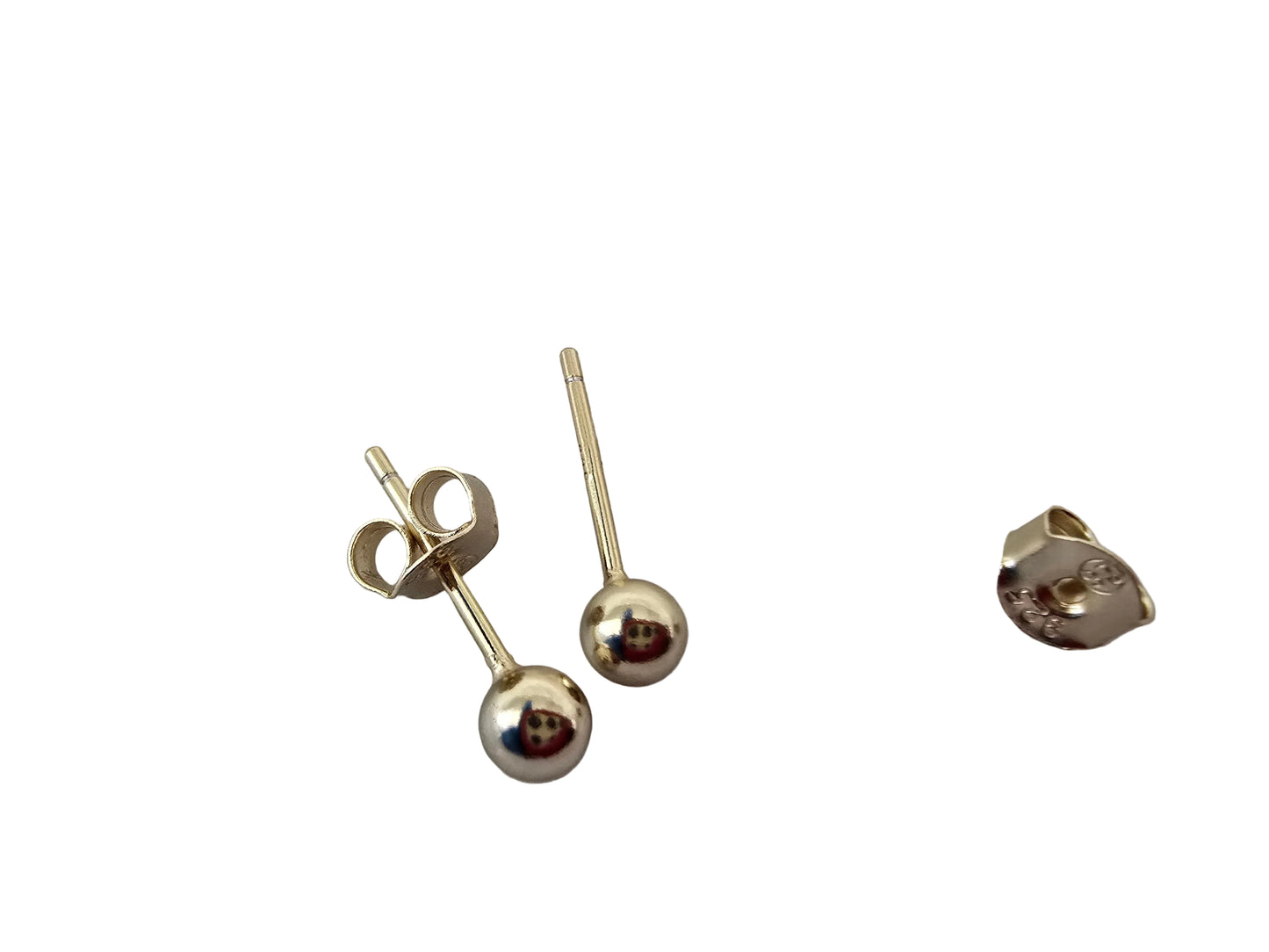 Gold 925 Sterling Silver 1mm Ball Stud Earrings
