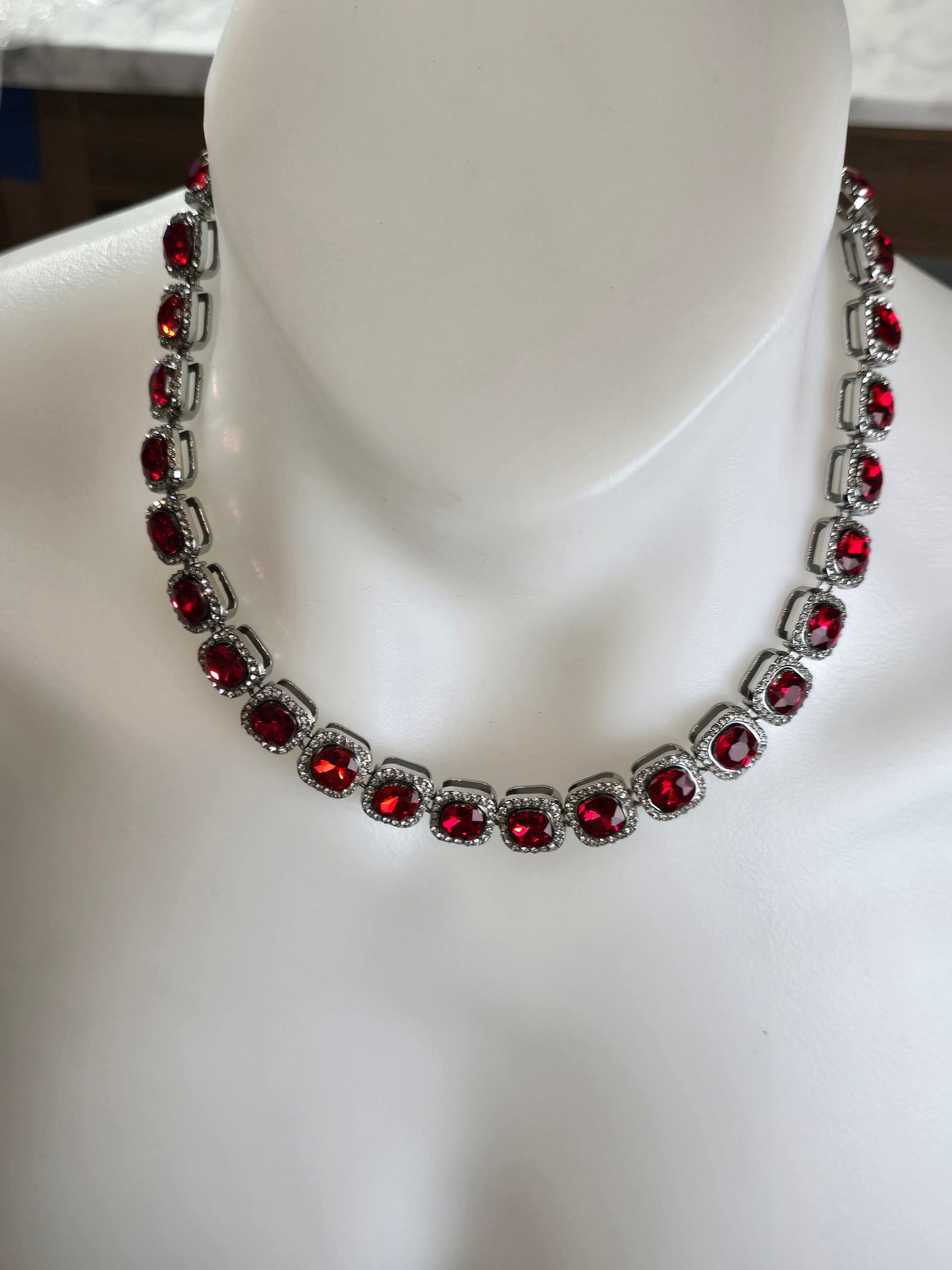 12MM Halo Cushion Cut Vibrant Tennis Necklace