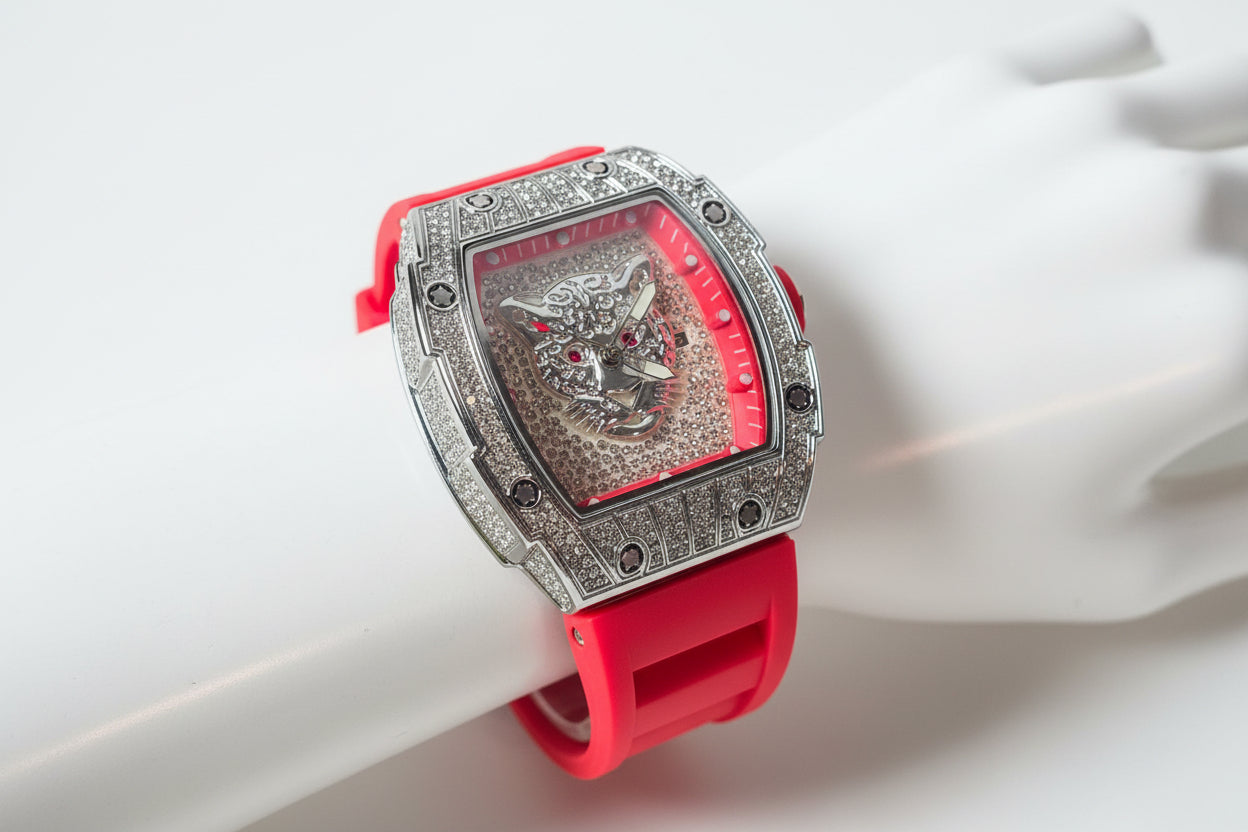 45mm Sports luxury  watch Tiger Face VVS CZ Stones