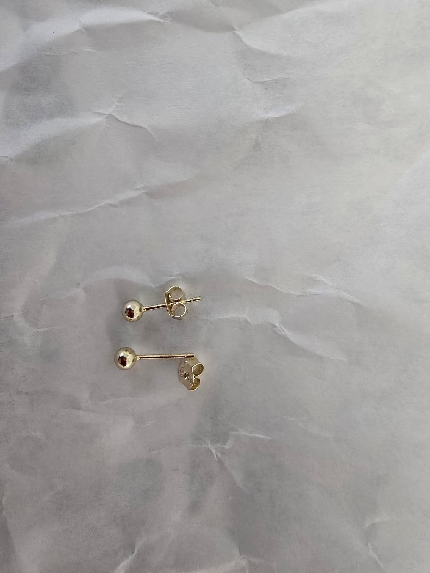 Gold 925 Sterling Silver 1mm Ball Stud Earrings