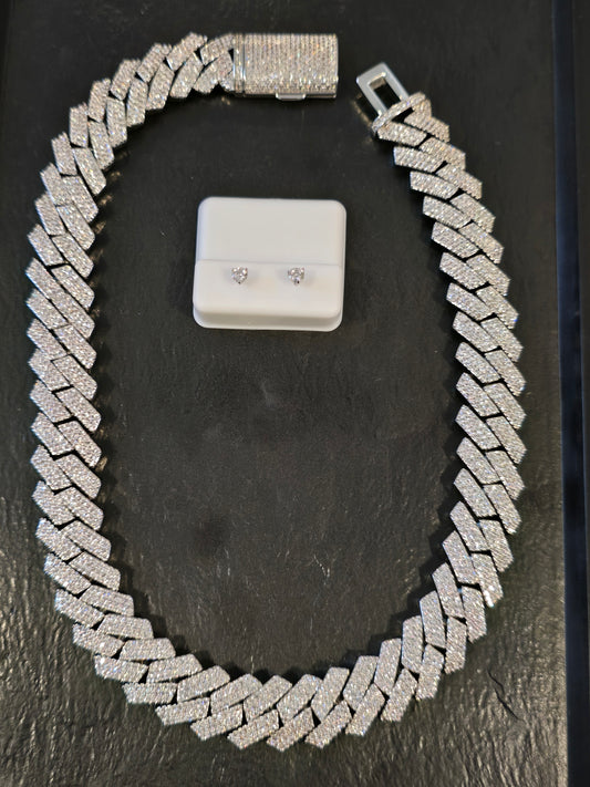 Father's day drip tray Qorn Collective Exclusive Sample: 16mm 3-Row Cubana & Moissanite Stud Set