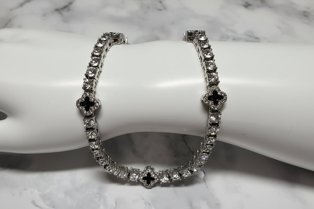 8inch 4mm Clover Stainless Steel Bracelet