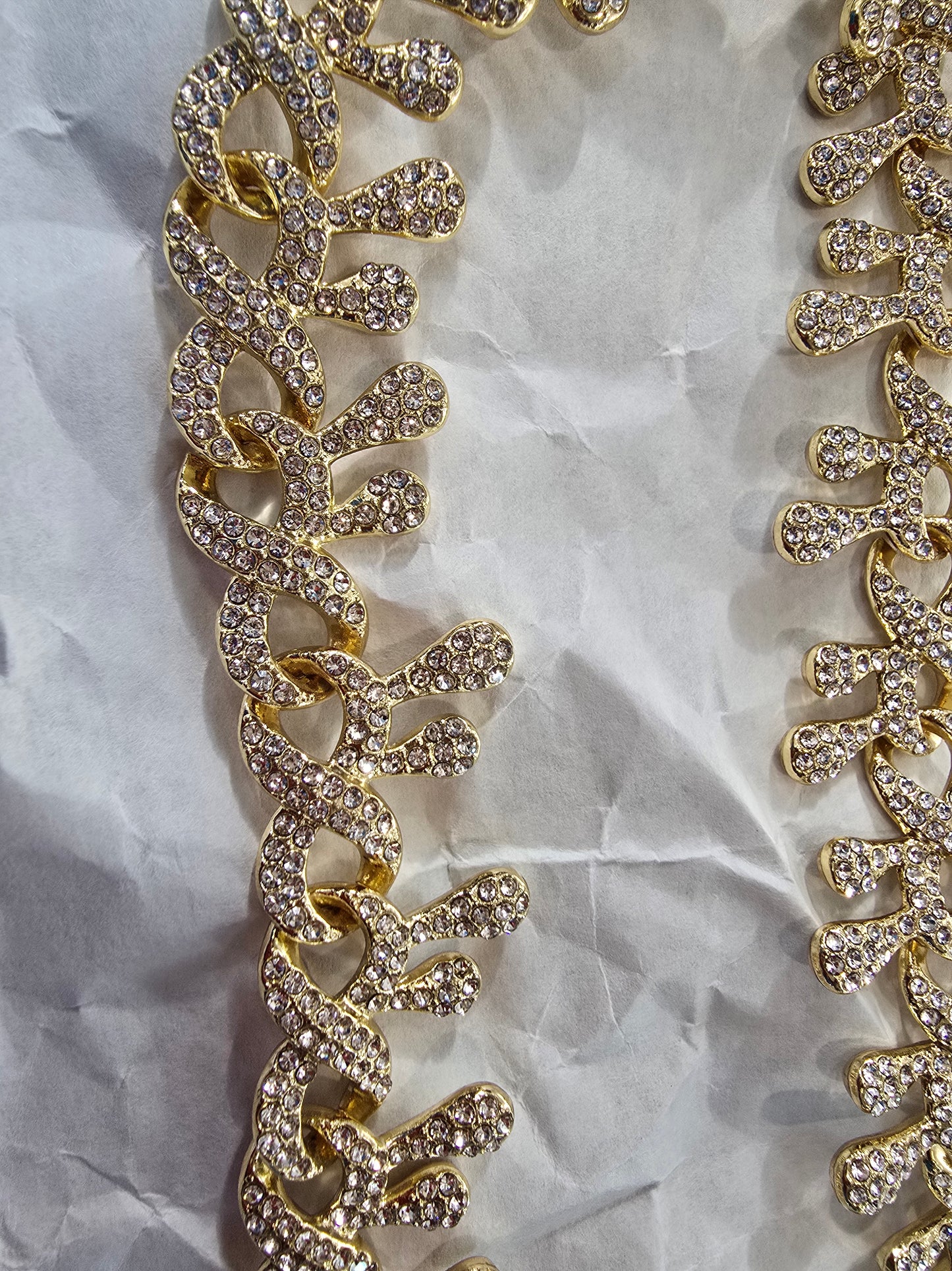Unique Iced Out Vine Link Chain  20" VVS CZ Gold Plated.