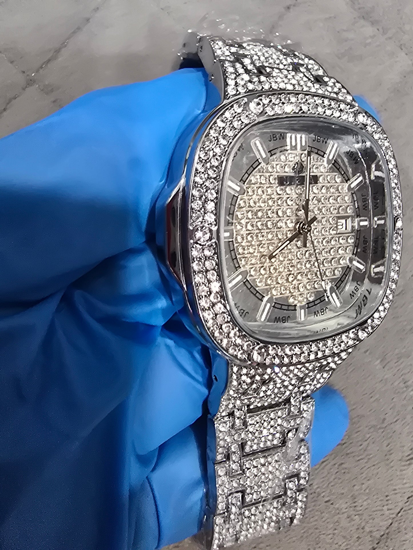 42MM Iced Out Statement Watch - VVS CZ Stones - Silver Over Copper ,SS