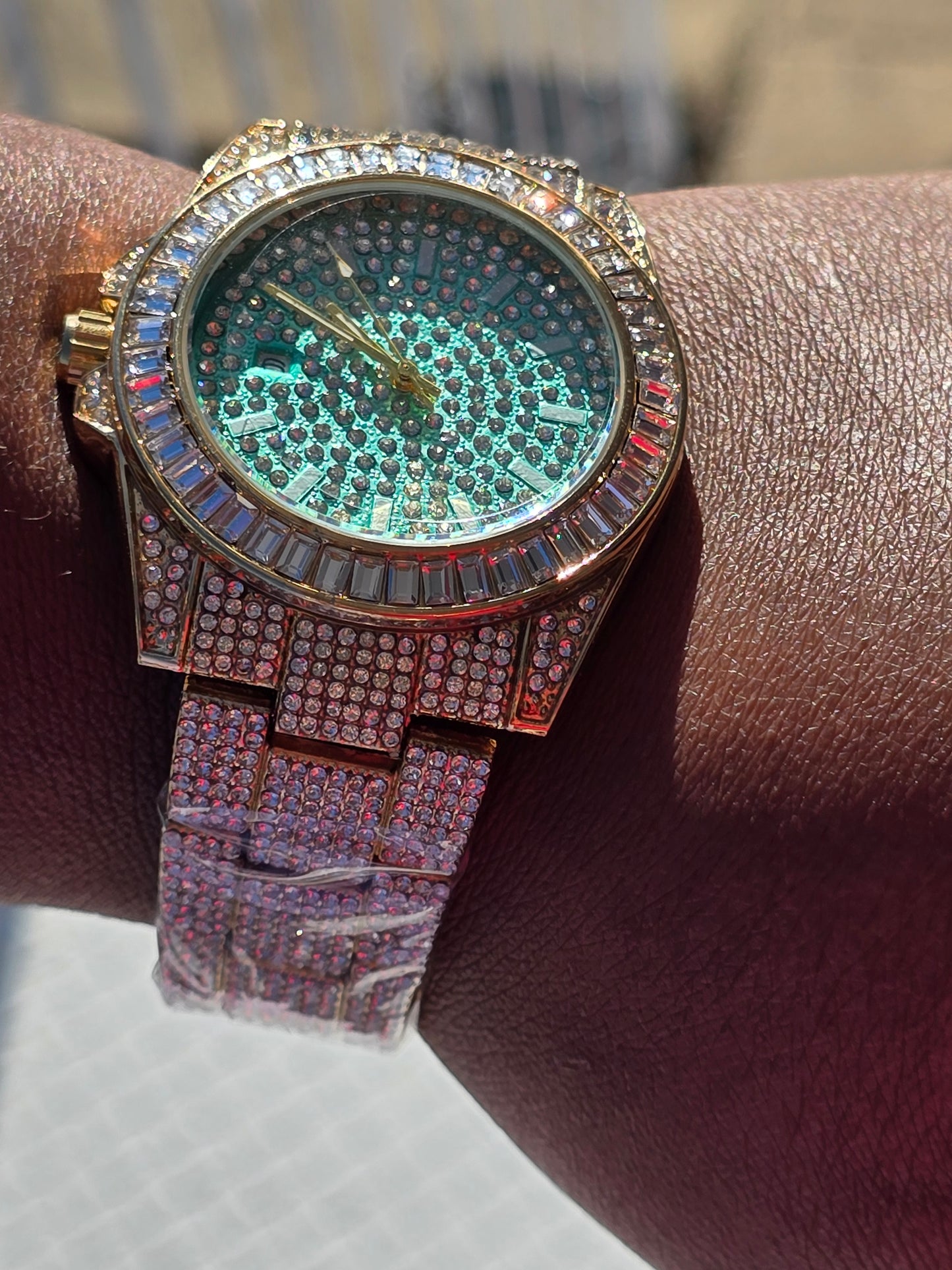 41mm Iced Out Gold Watch VVS CZ Stones Water Resistant Stainless Steel New.