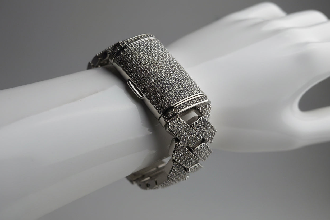 The Signature"Qorn" Heavy Hitter Cubana  Multi-Row Iced- Out links 5X PLATING