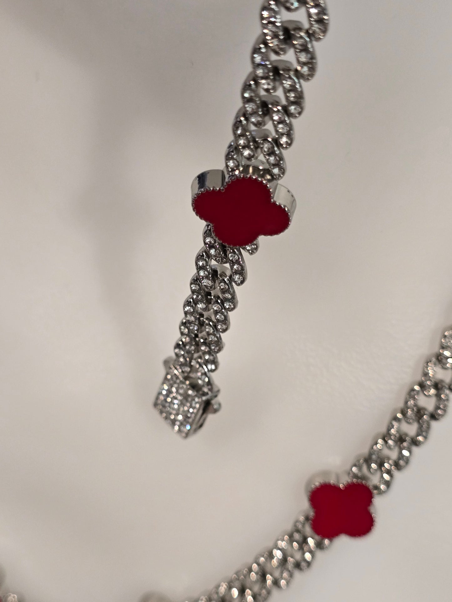ICED OUT 24inch Red Clover Necklace