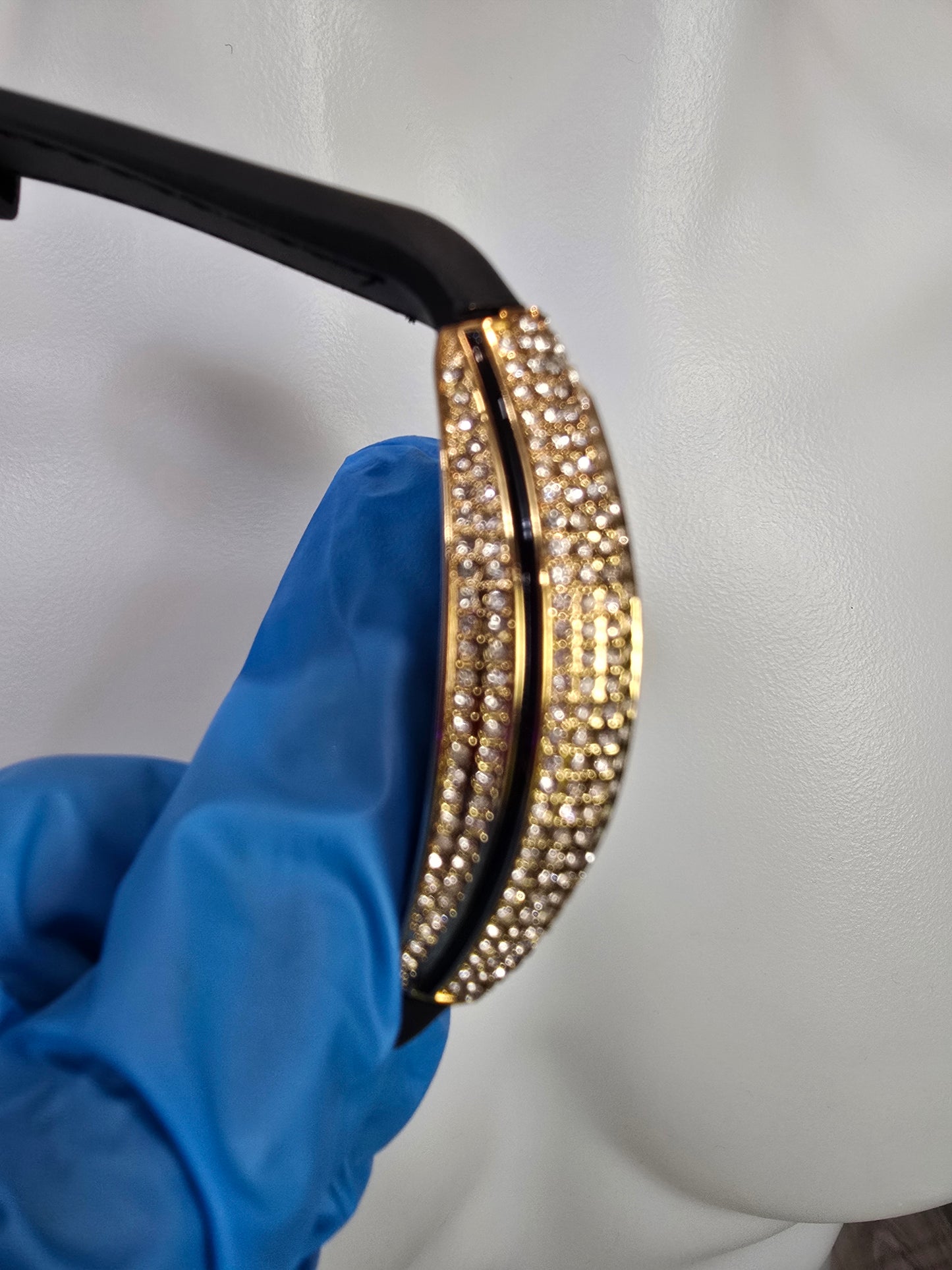 45mm Gold Plated VVS CZ Watch Black Leather Band Mechanical Large Case.