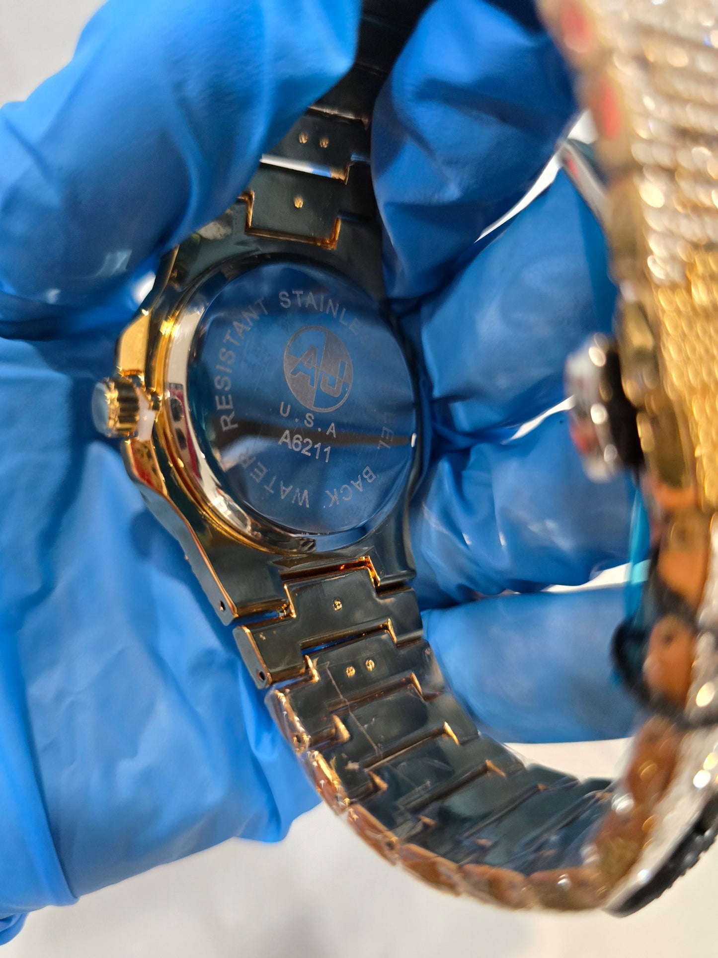 FULLY ICED OUT Gold Over Copper VVS CZ ,  42mm Case,Stainless Steel Back