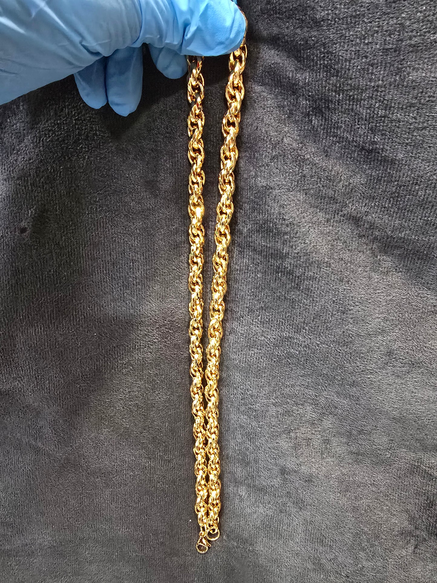 Bold 14K Gold Plated 7.5mm Rope Chain Necklace - 24 Inch Stainless Steel