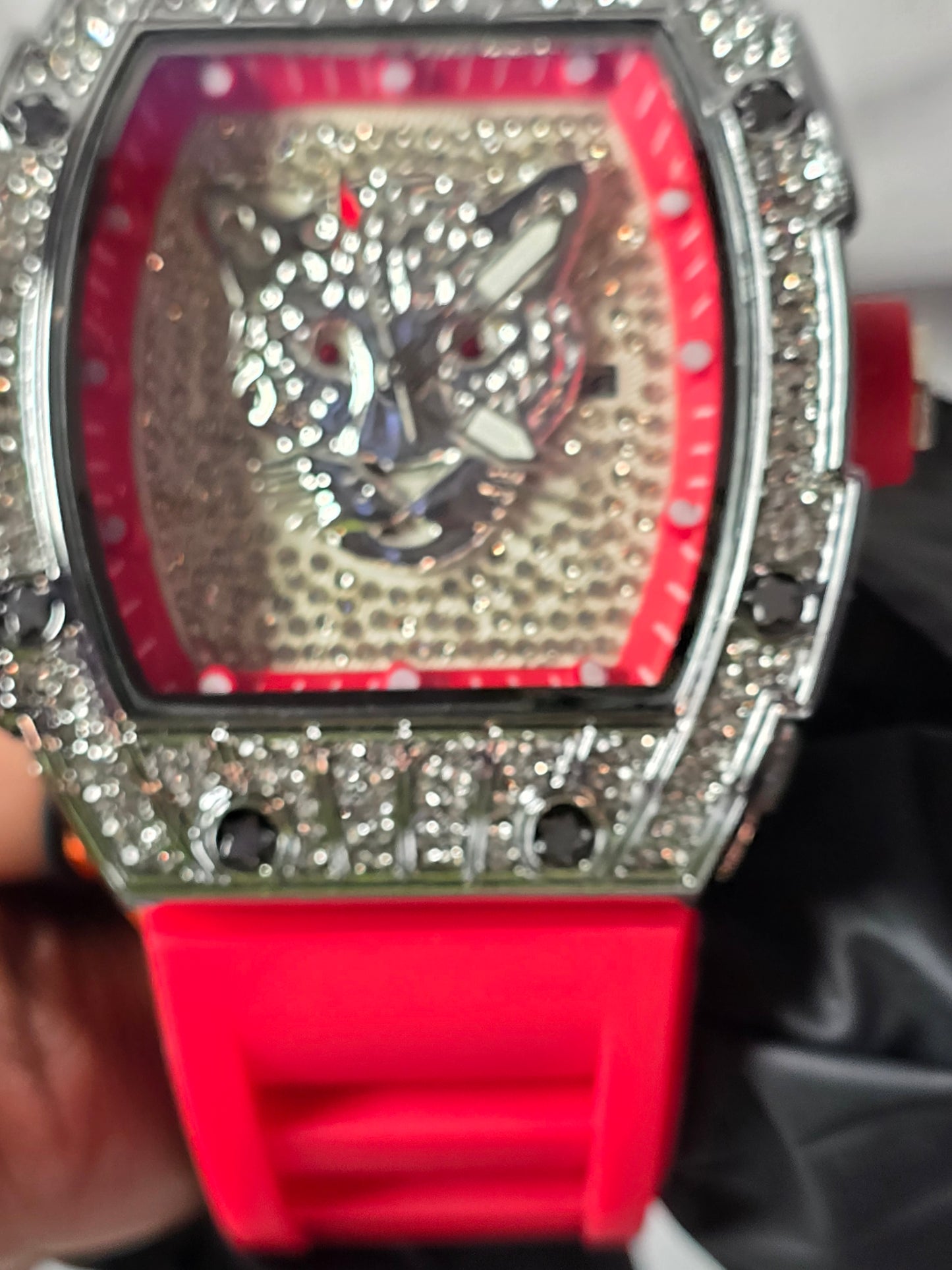 45mm Sports luxury  watch Tiger Face VVS CZ Stones