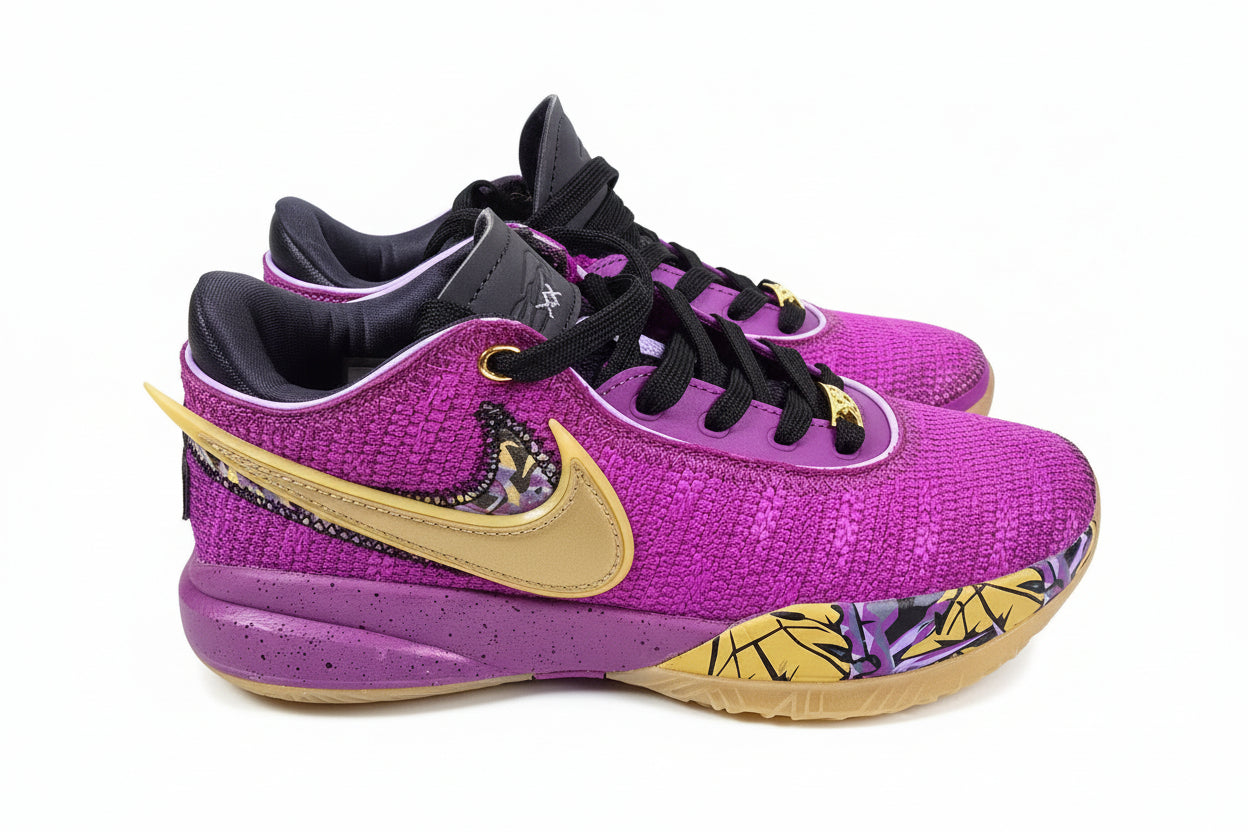 Nike LeBron 20 GS "Young Heirs" – Vivid Purple/Metallic Gold Size 6y_Big kids/ women.Pre owned