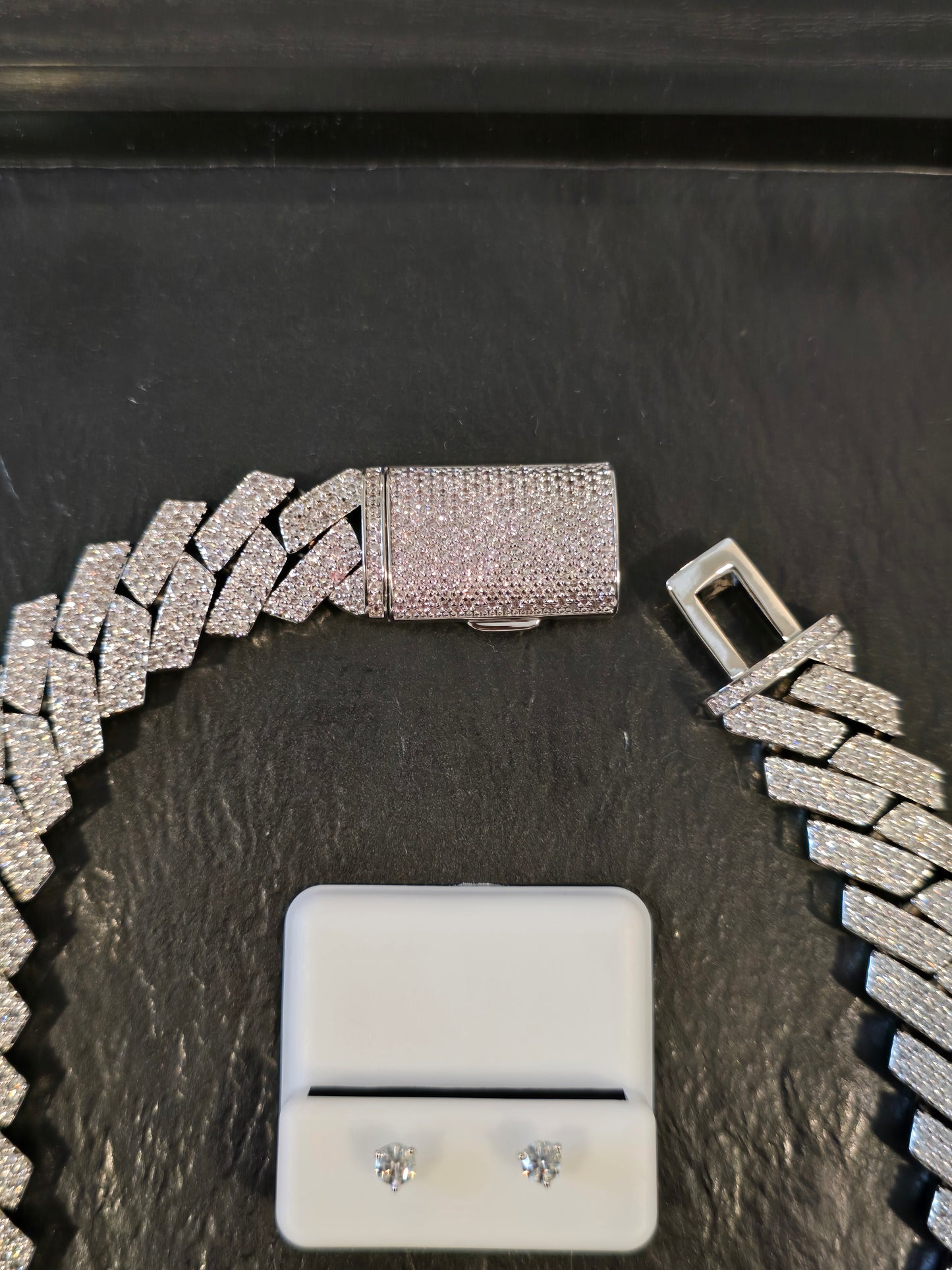 Father's day drip tray Qorn Collective Exclusive Sample: 16mm 3-Row Cubana & Moissanite Stud Set