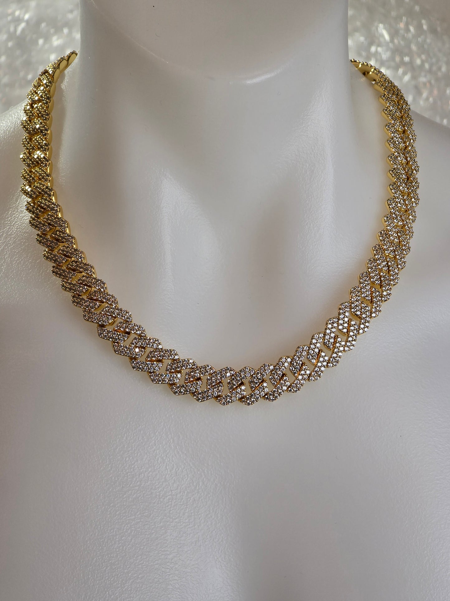 The Signature"Qorn" Heavy Hitter Cubana  Multi-Row Iced- Out links 5X PLATING